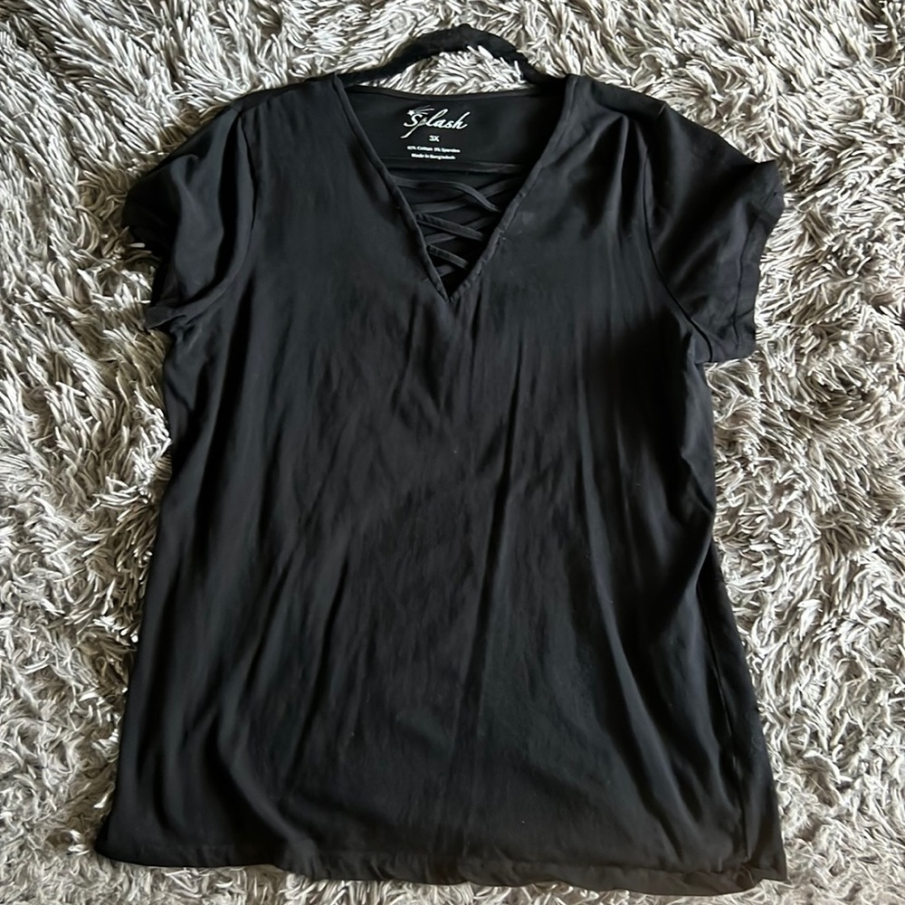 Black Crosshatch design Top
